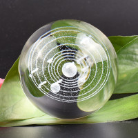 水晶球四叶草麋鹿星空圆球创意家居装饰玻璃球摆件父亲节生日礼物 太阳系8cm