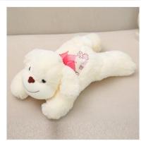 小狗毛绒玩具公仔可爱趴趴狗玩偶抓机布娃娃儿童女孩狗狗生日礼物 白色 90厘米有绣花