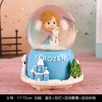 水晶球冰雪奇缘爱莎公主飘雪音乐盒八音盒艾莎儿童玩具女生日礼物 安娜(音乐+彩灯+自动飘雪 +自动外转)大号