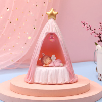 桌面卡通人物安妮宝贝摆件书桌创意可爱的小饰品装饰生日礼物女孩 甜睡粉色