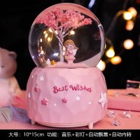 可爱凯蒂猫KT猫咪雪花八音盒音乐盒水晶球摆件小女孩儿童生日礼物 祈祷天使(音乐+彩灯+自动内转+ +自动飘雪)大号