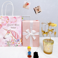 生日礼物送闺蜜18岁精致实用小物件创意少女心女朋友可爱烛台ins 金色-独角兽+粉色礼品纸+手提袋