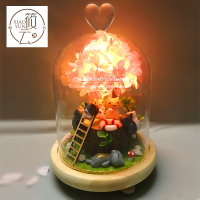 猫咪车载盆栽微景观公仔可爱玩偶 办公桌面摆件创意圣诞生日礼物 高21.5绣球花猫咪后院材料包