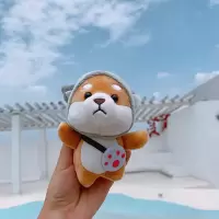 ins秋田犬挂件汽车钥匙扣男女创意可爱卡通毛绒书包挂饰 生日礼物 秋田犬 - 小猫