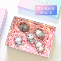 特别走心的生日礼物送女生女友闺蜜小众又高级感实用有仪式感创意 《高档送礼礼盒 + 5只猫咪》代写 贺卡—送礼品袋子