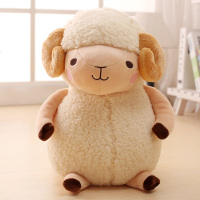 可爱山羊公仔仿真小绵羊毛绒玩具抱着睡玩偶羊驼娃娃大号生日礼物 米白色坐姿山羊 65厘米