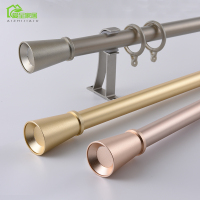 重型铝合金窗帘杆罗马杆金色单杆双杆顶装侧装罗马柱窗帘轨道窗帘 金色双杆