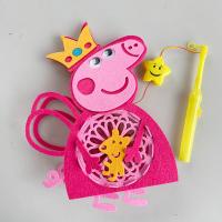 新年元宵元旦儿童卡通手提音乐灯笼幼儿园无纺布手工DIY材料花灯 乳白色 全身佩奇(拼装)