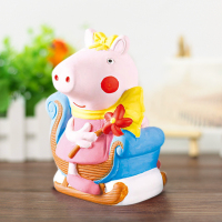 儿童涂色玩具石膏娃娃彩绘存钱罐白胚画模具diy手工涂鸦陶瓷搪胶 桔色 小猪佩琪(大号)