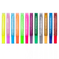 得力儿童画画涂色颜料6支装金葱胶水闪光胶手工diy珠光金粉笔亮片 炫彩6色+经典6色