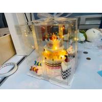 微小颗粒生日蛋糕拼装积木可爱米奇创意模型益智diy女孩闺蜜礼物 生日蛋糕+礼盒+拉菲草+灯串 +贺卡