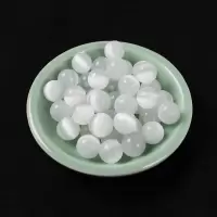 DIY手链配件材料4-10MM猫眼石散珠猫眼石手链串珠编织珠子材料包 10MM白色 约22颗
