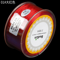 0.8mm扁形多股丝状弹力线手链线水晶串珠线皮筋线玛瑙蜜蜡佛珠线 01#大红色