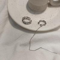 KOUSHU蔻述饰品 耳线耳链耳骨夹ins风银色穿线款套装 002 耳线耳夹一套