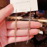 韩国东大门链条长流苏耳线女气质网红个性百搭耳环耳饰2021新款潮 金色