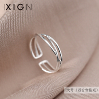 XIGN线条戒指纯银个性小众设计感食指戒冷淡风单身网红指环饰品 925银线条戒指大号