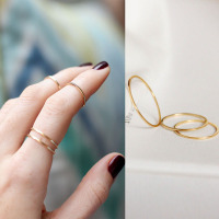仙气~特细!美国14K包金色工艺极简约关节食指光面尾戒线戒指环女 7