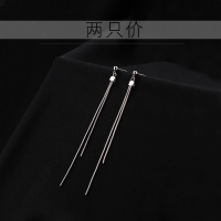 [巷南]925纯银长款流苏耳钉轻奢气质耳线网红耳坠冷淡风耳环女 925银流苏耳钉(2只价)