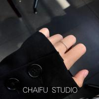 阿柴J116 ins简约S925银细线条几何波浪形编织麻绳开口戒指尾戒 麻花款开口可调节