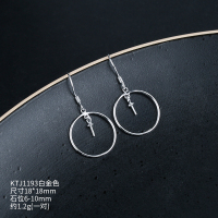 925纯银珍珠耳环空托diy耳钉耳线耳坠空托韩版简约蜜蜡琥珀耳环托 ①对价KTJ1010白金色{石位6-10mm}