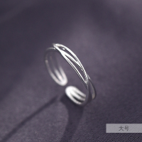 [巷南]925纯银线条戒指女个性小众设计尾戒冷淡风指环尾戒耳饰 925银线条戒指大号