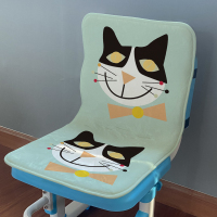 卡通儿童餐椅坐垫幼儿园小学生坐垫靠背一体屁垫小坐垫写字桌椅垫 大脸猫幼儿卡通绒面椅背连体坐垫 36X67CM