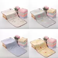 婴儿纱布毛巾纯棉洗脸长方形童巾洗澡吸水宝宝口水巾小方巾柔软 (25cm×48cm)4条装卡通款