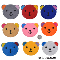 可爱彩色小熊布贴儿童裤子补丁贴膝盖修补洞装饰贴熨烫背胶熊头贴 9色各1个