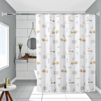 浴帘套装浴室免打孔加厚保暖帘卫生间防水防霉隔断帘子淋雨帘窗帘 [扇子] 套装宽300*200高+2.9杆送环