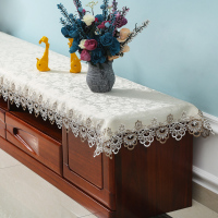 实木家具茶几电视柜桌布布艺长条蕾丝中国风简约电视机柜布盖布巾 双色花边款 长方:74*288cm