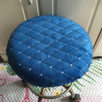 圆凳子套圆凳座套吧台椅套圆凳坐垫圆凳座椅套圆凳子罩套圆椅套 蓝色 加厚夹棉背面防滑 加厚夹棉 直径45cm 包边10