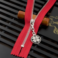 3号金属口袋拉链衣服封闭拉锁皮裤裤脚装饰辅料配件带拉头红利 定做 3号红色银齿5-60厘米 长度拍时留言