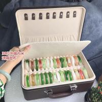 便携式手镯箱15位翡翠玉镯拉链锁咖色多功能手提箱首饰收纳箱 咖米30位 送卡和布