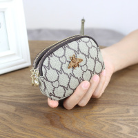 欧美大牌新款双拉链包女士短款钱包迷你小手包可爱零钱卡包硬币袋 AIMIMI花纹