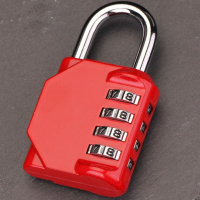 NF密码挂锁健身房更衣柜子宿舍抽屉行李箱包拉链迷你小锁头密码锁 精品特大号门锁红色