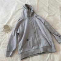 waitmore拉链卫衣女春秋韩版ins潮连帽开衫外套慵懒风宽松上衣服 灰色 M