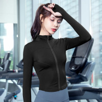 瑜伽服夏季上衣女运动外套紧身速干长袖拉链跑步开衫健身夹克修身 星耀黑 S(成人)