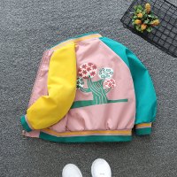 童装女童春装薄外套儿童冲锋衣2021新款中大童韩版拉链棒球服洋气 果树外套粉色 90cm