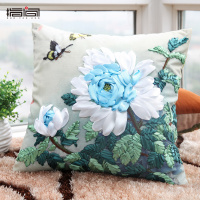 指间十字绣抱枕新款丝带绣客厅卧室汽车枕头情侣结婚满印花画靠垫 蝶舞迷香~图案颜色留言(非成品)+枕芯