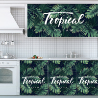 橱柜门帘遮挡帘衣柜鞋柜布帘帘子厨房防尘布遮丑魔术贴柜子遮挡布 绿叶芭蕉 宽100cm*高100cm