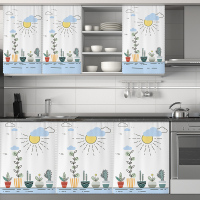 遮挡帘柜子魔术贴衣柜厨房书柜防尘防晒遮丑帘布橱柜门帘遮挡帘 小确幸 宽100cm*高100cm