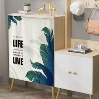 遮挡帘鞋柜帘橱柜门帘衣柜布厨房防尘遮挡布魔术贴柜子遮丑布帘子 北欧叶子 宽100*高100cm