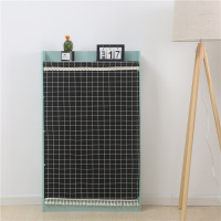 置物架防尘帘布帘分水器书架防尘遮挡帘魔术贴小柜门遮挡布遮丑帘 黑格(3M胶流苏款)(易装) 100cm宽(100cm高)