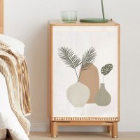 开放式柜子遮挡帘书柜鞋柜杂物架防尘遮丑帘洗衣机橱柜魔术贴自粘 荫意境-流苏短帘 宽80x100cm高 粘贴轨道式