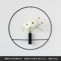 轻奢软装搭配旧房改造沙发背景墙装饰墙壁墙面装饰挂件墙上花创意 黑色大插花器+白格桑花