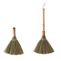 日本式家用复古手工编织扫帚地板头发手工小扫把沙发床上扫帚软毛 组合装：短柄+长柄