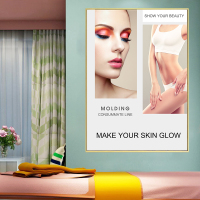 轻奢风美容院装饰画皮肤管理挂画半永久眉眼唇宣传图片海报墙壁画 1号 60cm*80cm 时尚金色框(25mm厚框) 单幅
