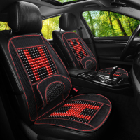 夏天汽车靠背腰垫护腰透气凉垫车载靠垫按摩夏季司机腰靠座椅坐垫 新款木珠-标准黑红H(单座)
