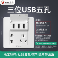 公牛单开一开双开二开三开四开双控双联开关电源灯家用床头双开关 三位USB五孔