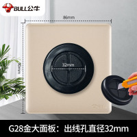 公牛空白面板带出线孔装饰遮挡盖板86型穿线插座假开关堵洞穿孔 G28金-出线32mm